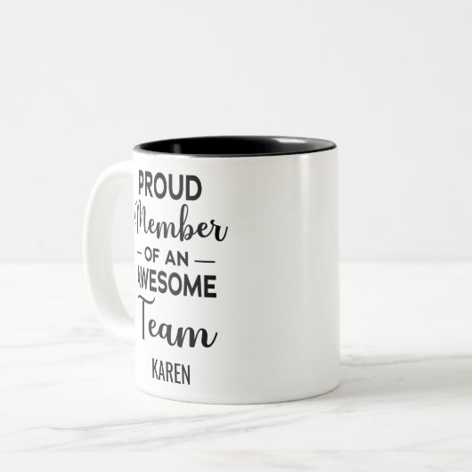 Stolzes Mitglied eines Phantastischen Teams, Indiv Zweifarbige Tasse (Vorderseite Links)