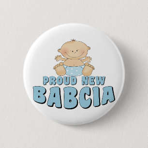 Stolzes neues Babcia T-Shirt-Design Button