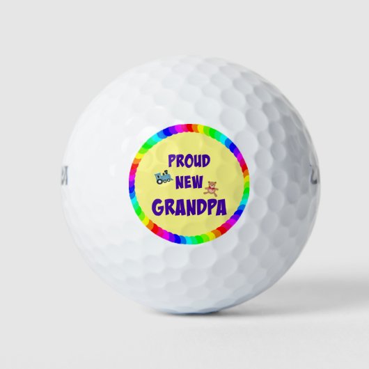 Stolzes neues Großvater, buntes, feierliches Desig Golfball (Vorderseite)