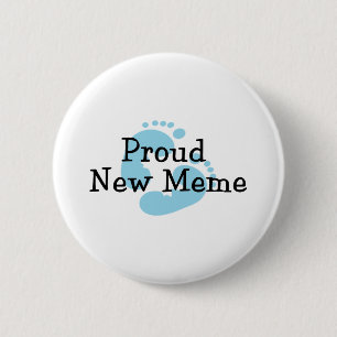 Stolzes neues Meme-Baby-Junge-Fußabdrücke Button