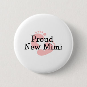 Stolzes neues Mimi-Baby-Mädchen Fußabdrücke Button