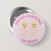 Stolzes neues Oma der Zwillinge-Taste pink Button (Vorne & Hinten)