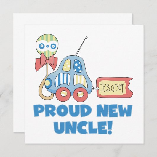 Stolzes neues Onkel Auto Es ist ein Junge Geschenk Ankündigung (Vorne/Hinten)