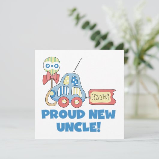 Stolzes neues Onkel Auto Es ist ein Junge Geschenk Ankündigung (Stehend Vorderseite)