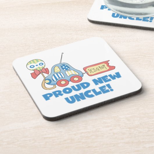 Stolzes neues Onkel Auto Es ist ein Junge Geschenk Getränkeuntersetzer (Linke Seite)