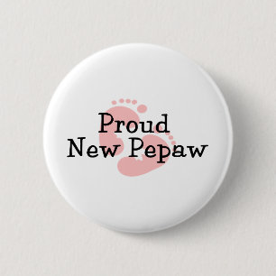 Stolzes neues Pepaw-Baby-Mädchen Fußabdrücke Button