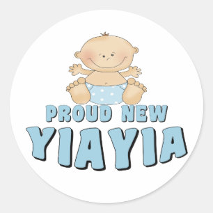 Stolzes neues YiaYia T-Shirt Runder Aufkleber