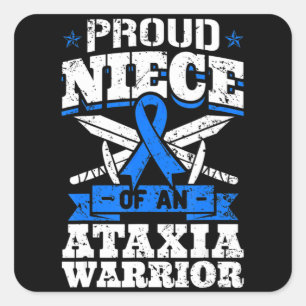 Stolzes Nichte eines Ataxia Warrior Blue Awareness Quadratischer Aufkleber