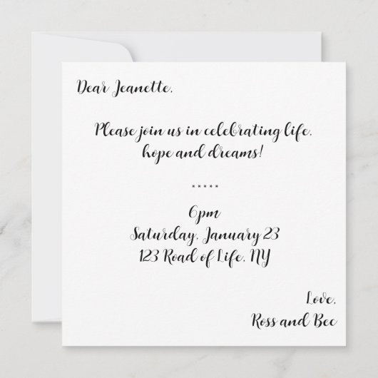 Stolzes Party Einladung (Rückseite)