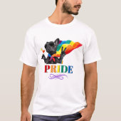 Stolzes Party Hund in Regenbogenkap T-Shirt (Vorderseite)
