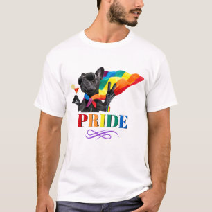 Stolzes Party Hund in Regenbogenkap T-Shirt