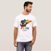 Stolzes Party Hund in Regenbogenkap T-Shirt (Vorne ganz)