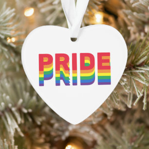 Stolzes Regenbogen-Retro-Farbton Gay Lgbtq-Herz Ornament