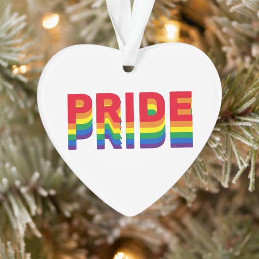 Stolzes Regenbogen-Retro-Farbton Gay Lgbtq-Herz Ornament (Baum)