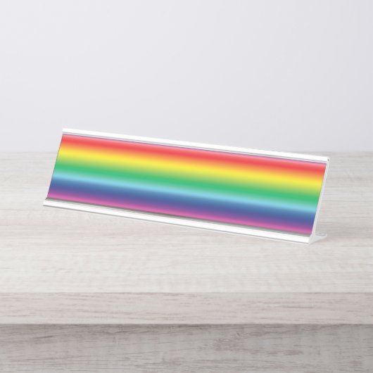 Stolzes Regenbogenfarben lgbtq lgbt Gay Desk Zeich Schreibtischnamensplakette (Vorderseite )