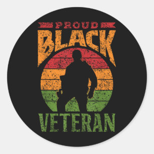 Stolzes schwarzes Veteran Soldat Afrikanischer Mil Runder Aufkleber