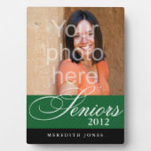 Stolzes Senioren grünes schwarzes Abschluss Foto Fotoplatte (Vorderseite)