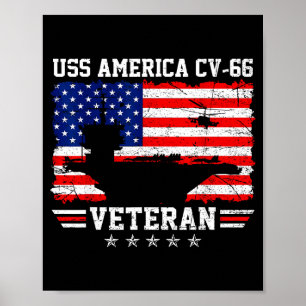 Stolzes USS America CV-66 Veteranenflag Flugzeug Poster