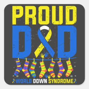 Stolzes Vater World Down Syndrome Awareness Day Ri Quadratischer Aufkleber