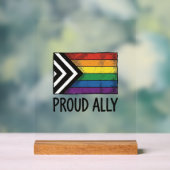 Stolzes Verbündeter Pride Flag Vector T-Shirt Desi Acrylschild (Neutral)