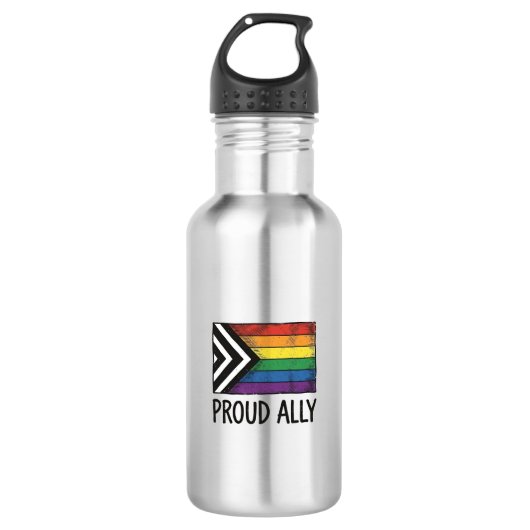 Stolzes Verbündeter Pride Flag Vector T-Shirt Desi Edelstahlflasche (Vorderseite)