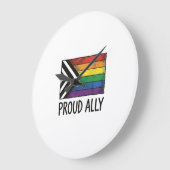Stolzes Verbündeter Pride Flag Vector T-Shirt Desi Große Wanduhr (Winkel)