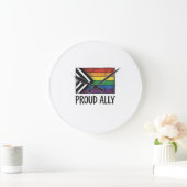 Stolzes Verbündeter Pride Flag Vector T-Shirt Desi Große Wanduhr (Zuhause)