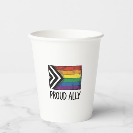 Stolzes Verbündeter Pride Flag Vector T-Shirt Desi Pappbecher (Vorderseite)