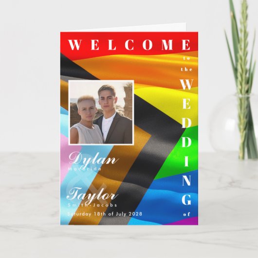 Stolzflagge Fette Typografie Gefaltetes Hochzeitsf Programm (Vorderseite)