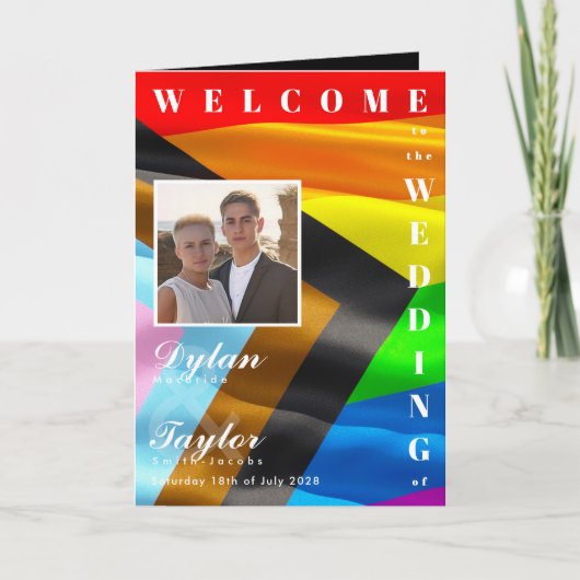 Stolzflagge Fette Typografie Gefaltetes Hochzeitsp Programm (Vorderseite)