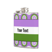 Stolzflagge für Genderqueer mit einer grünen Blume Flachmann (Links)