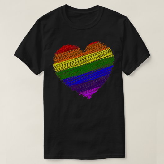 Stolzflagge, I Liebe LGBT, Regenbogenfarbenes Herz T-Shirt (Design vorne)