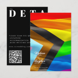 Stolzflagge-Typografie Schwarze Hochzeitsdetails Begleitkarte