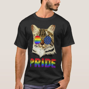 Stolzkatze trägt Sonnenbrille Lgbtq Gay Pride Mona T-Shirt