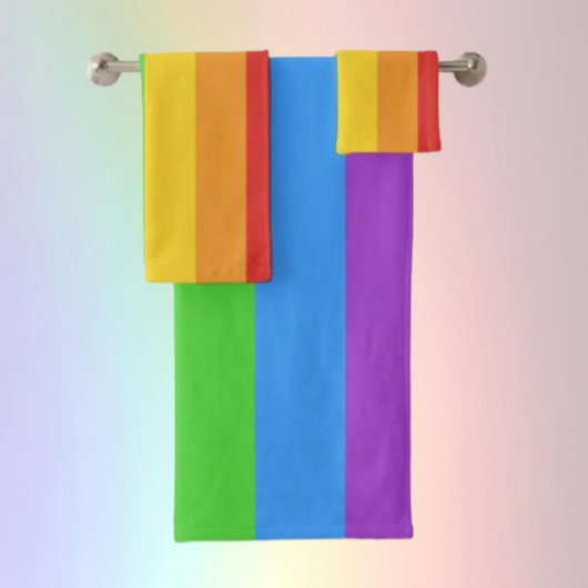 Stolzschlag: Regenbogenflagge Badhandtuch Set