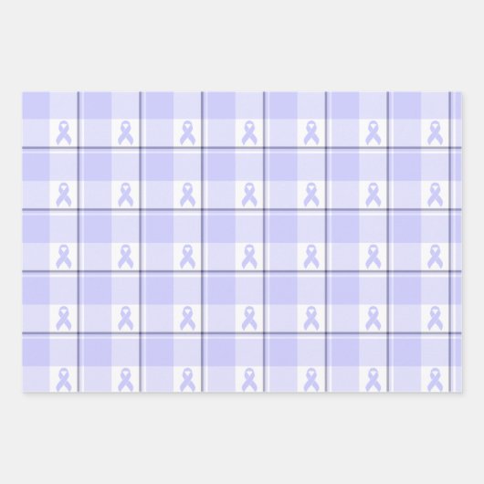 Stomach Cancer Awareness Plaid Periwinkle Ribbon Geschenkpapier Set (Vorderseite)