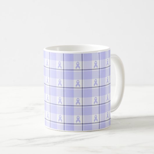 Stomach Cancer Awareness Plaid Periwinkle Ribbon Kaffeetasse (VorderseiteRechts)