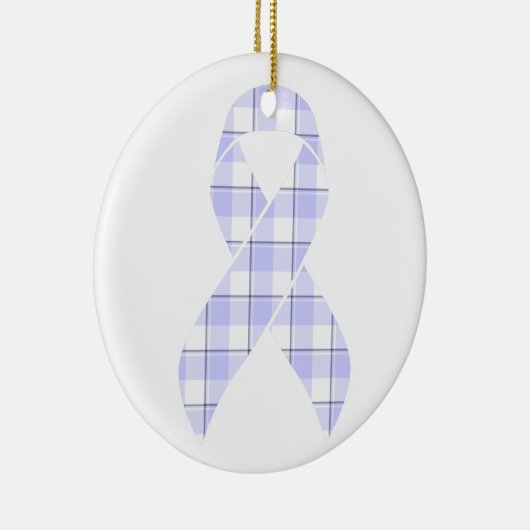 Stomach Cancer Awareness Plaid Periwinkle Ribbon Keramik Ornament (Rechts)