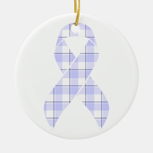 Stomach Cancer Awareness Plaid Periwinkle Ribbon Keramik Ornament (Vorne)