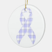 Stomach Cancer Awareness Plaid Periwinkle Ribbon Keramik Ornament (Links)