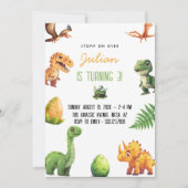 Stomp auf Over Dinosaur Geburtstag Einladung (Vorderseite)