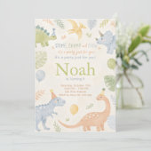 Stomp Chomp And Chew Dinosaur Invitation Editable Einladung (Stehend Vorderseite)
