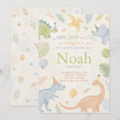 Stomp Chomp And Chew Dinosaur Invitation Editable Einladung (Vorne/Hinten)
