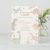 Stomp Chomp And Roar Dinosaur Invitation Editable Einladung (Stehend Vorderseite)