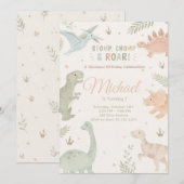 Stomp Chomp And Roar Dinosaur Invitation Editable Einladung (Vorne/Hinten)