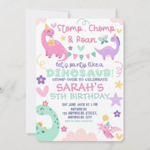 Stomp Chomp And Roar Dinosaur Kindergeburtstagsfei Einladung
