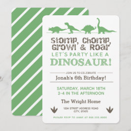 Stomp, Chomp Growl & Roar, Dinosaur Geburtstagspar Einladung