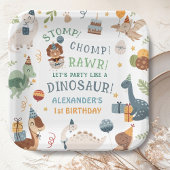 Stomp Chomp Rawr Dinosaur Boy 1st Birthday Pappteller