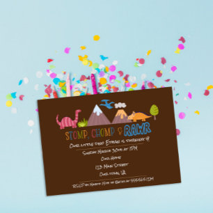 Stomp, Chomp & Rawr Fun Dinosaur Kindergeburtstag Einladung