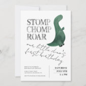Stomp Chomp Roar Baby Boy Dinosaur Erster Geburtst Einladung (Vorderseite)